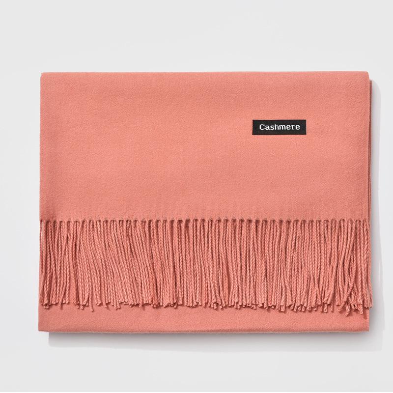 2024 Autumn/Winter Women's Solid Color Faux Cashmere Shawl & Snood Scarf Set