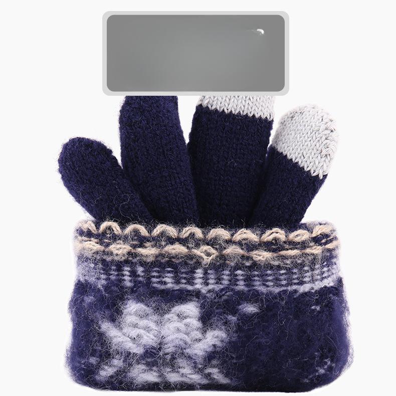 New Knitted Yarn Snowflake Touch Screen Gloves for Men and Women Autumn and Winter Warm Gloves for Christmas Touch Screen Gloves