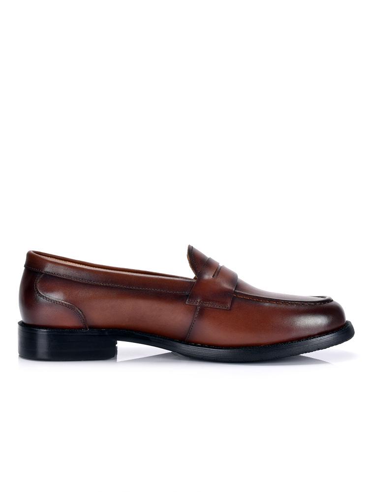 Men's Retro British Style Genuine Leather Slip-On Loafers - Comfortable & Breathable Business Casual Shoes