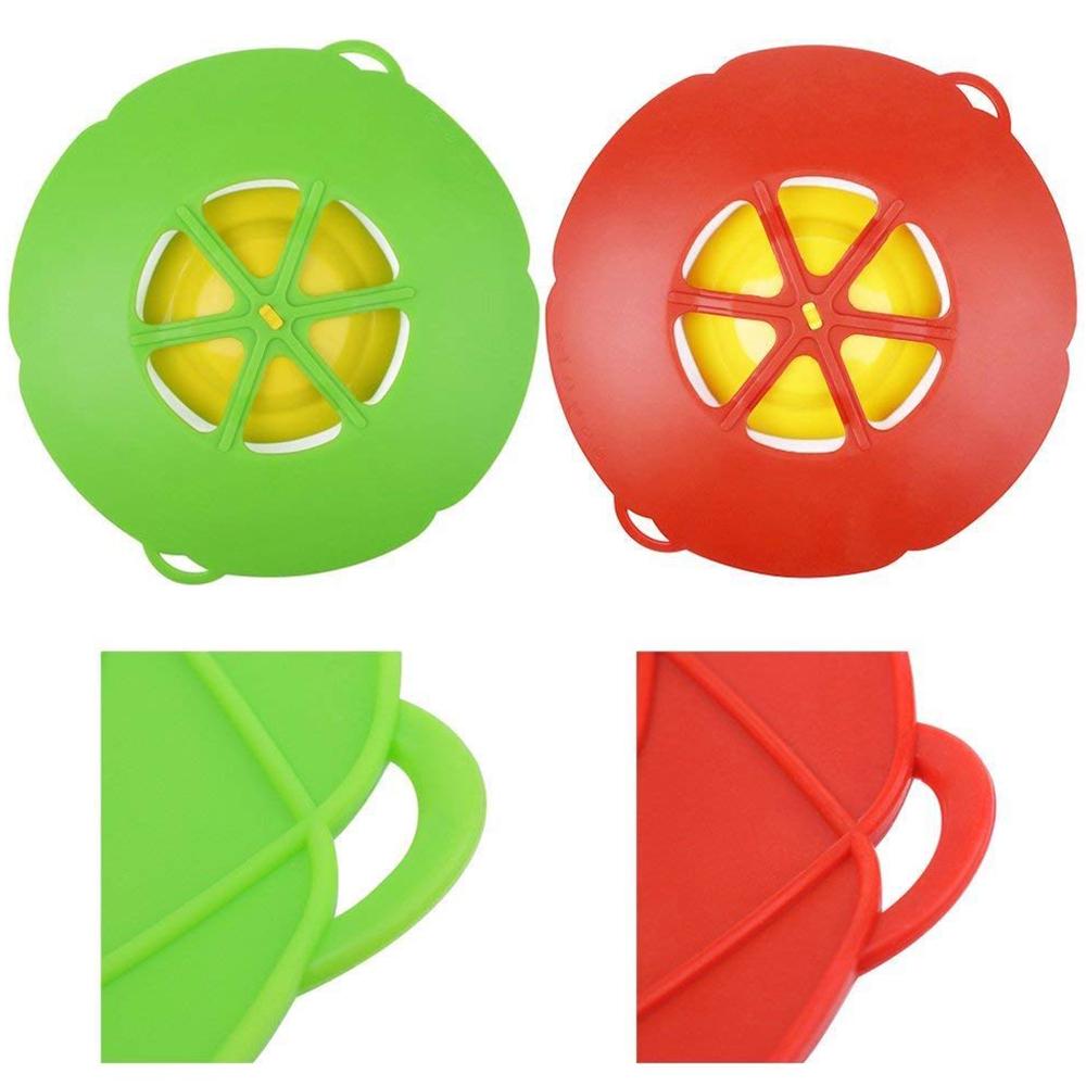 2 Pezzi Tappo Anti-Sversamento Copri Pentola Protezione Anti-Trabocco Tappo in Silicone per Pentola Schermature Anti-Schizzi Strumento da Cucina Multifunzione Verde