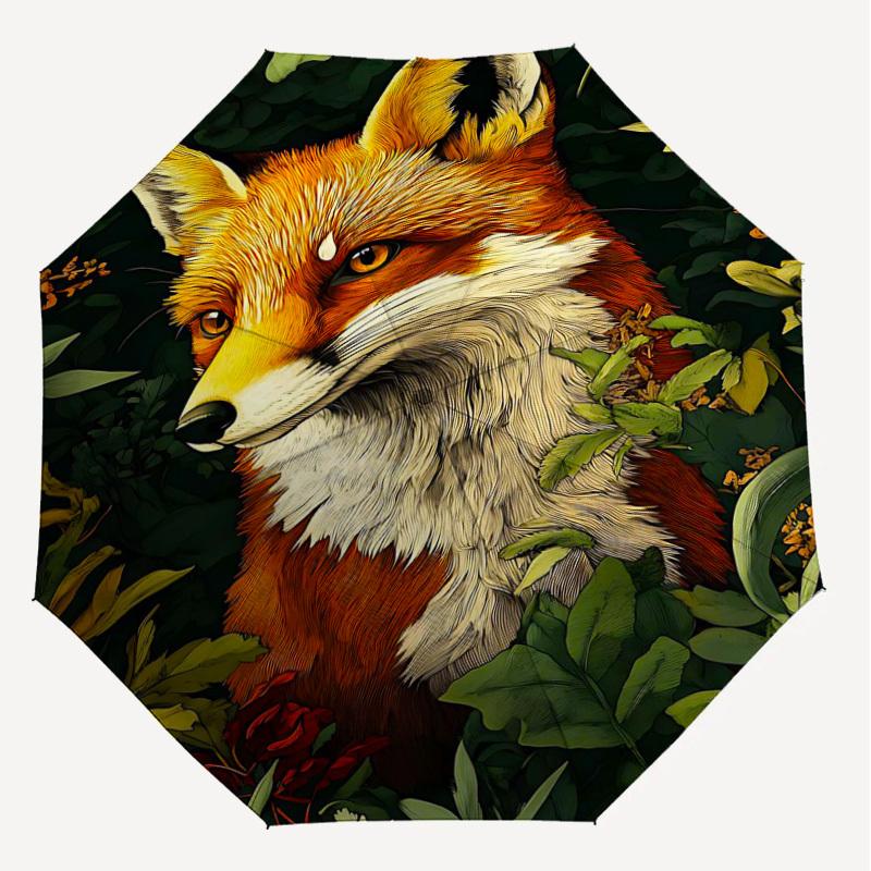 1PC Fox Forest Umbrella-8-Rib Reinforced Portable Folding Travel Suitable for All Seasons Outdoor Daily Use-G405