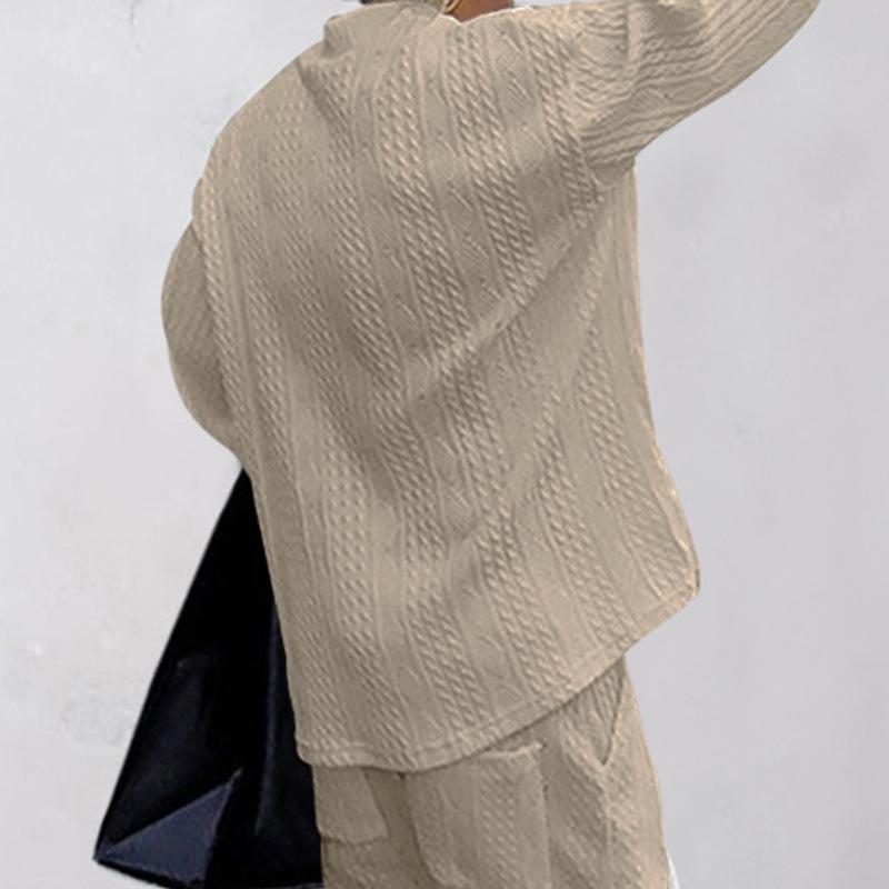 Men Loose Long Sleeve V Neck Jacquard Casual Knit Pullover Top
