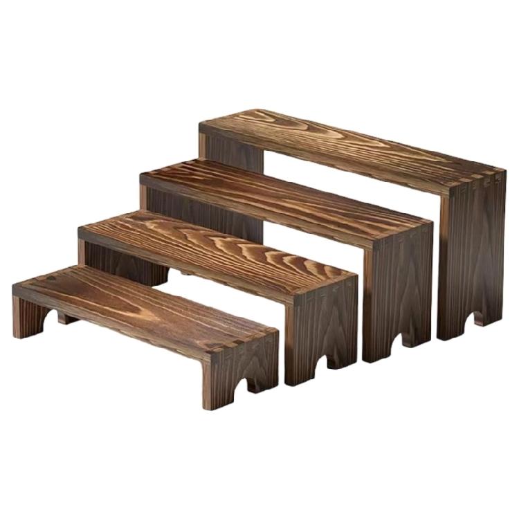 Tabletop Display Stand with Nesting Wood Platforms for Organizing Cosmetics, Stationery, Collectibles, and Jewelry