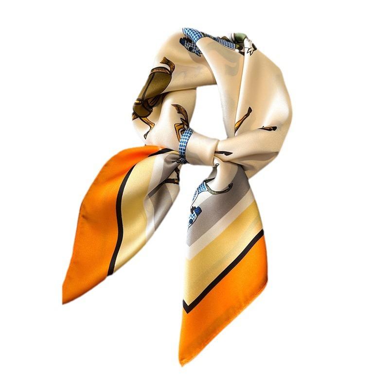 Hot-Selling Horse Small Square Scarf Simulation Silk Printing Silk Scarf Women'S Spring And Summer Scarf Temperament Versatile Decorative Scarf