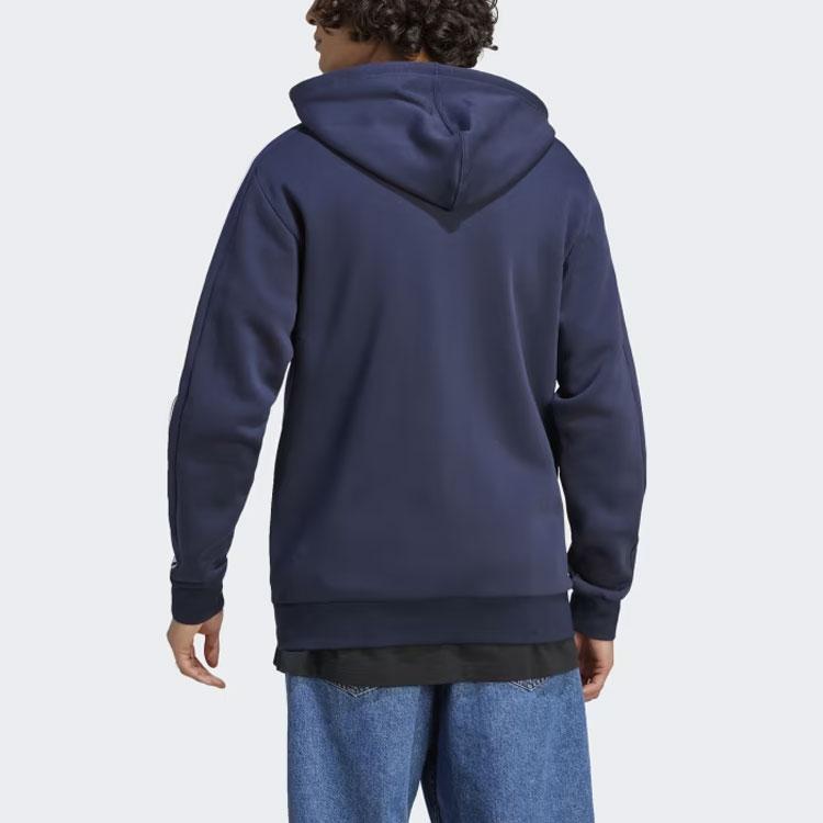 adidas Essentials Fleece 3-Stripes Full-Zip Hoodie Legend Ink Men Streetwear IJ6478