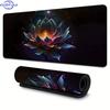 Elegant Black Lotus Flower Large Gaming Mouse Pad NonSlip Rubber Stitched Edges Desk Mat For Laptop Desktop Office Mousepads