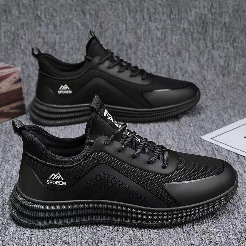 Soft sole casual versatile breathable leather surface student sports running shoes men's shoes lightweight