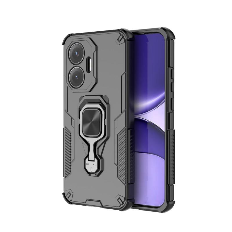 

For Xiaomi Redmi Turbo 4 Pro 5G Phone Case WANLONFENG PC TPU Back Cover Kickstand with Tempered Glass Black