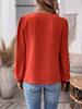 Autumn/Winter V-Neck Lace Long Sleeve Casual Solid Color Women's Top