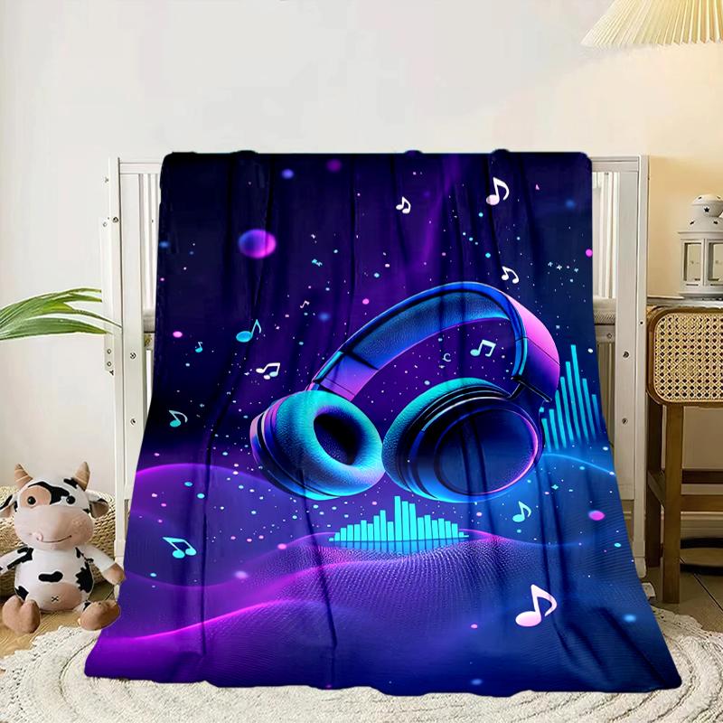 Music Waves Headphones Blanket Flannel Blanket Throw Blanket Sofa Cover Blanket Soft Premium Blanket Picnic Blanket Tv Blanket Gifts