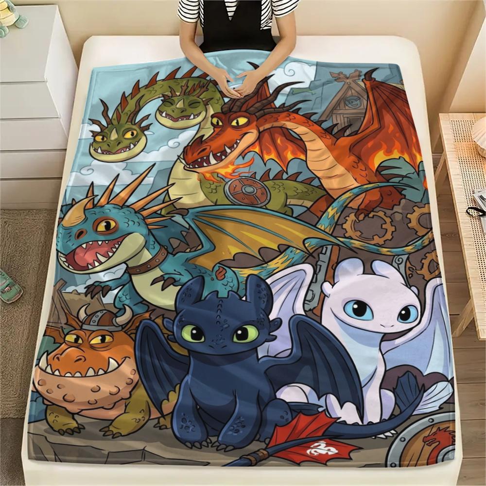 

1Pc How to Train Dragon Print Flannel Blanket, High quality Comfortable for All Seasons, Home Decor, Warmth and Comfort, Perfect for Christmas Gifts 80cm x 120cm