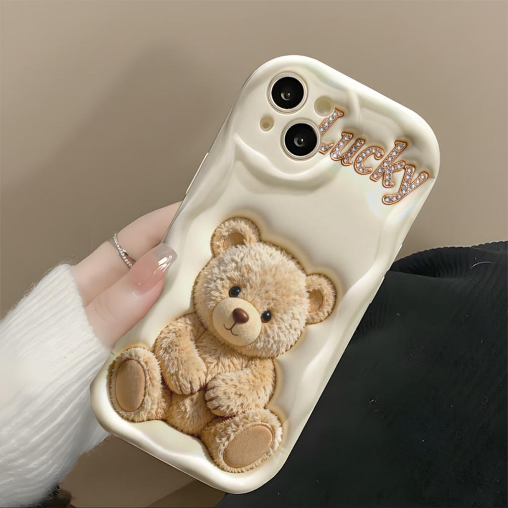 Lucky Teddy Bear Design Phone Case for Samsung Galaxy S26 S25 S24 S23 S22 Ultra S21 S20 Plus FE A16 A15 A36 A54 A56 A55 5G Cover