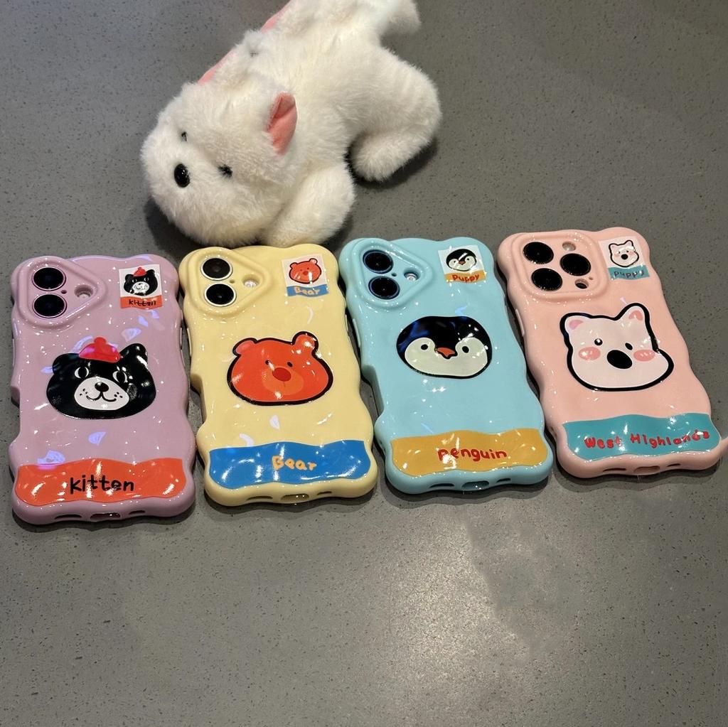 Cute Animal Avatar for iPhone16/17 Mobile Phone Case 15pro Wave Cloud 13 Bubbles 12 Women 14 Soft