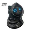 Waterproof Resin Craft Mysterious Hooded Black Cat Figurine, Gothic Wizard Statue with Big Eyes, Animal Ornament Mini Desktop Shelf Ornament,