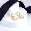Fashion Square Zircon Pendant Earrings for Women and Girls, Stainless Steel Gold-Plated Cubic Zirconia Ear Accessories Jewelry
