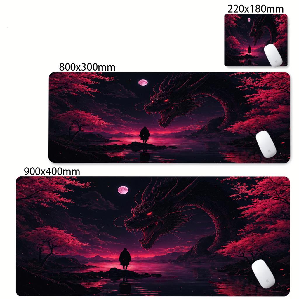Game Mouse Pad Japanese Samurai Devil Mousepad Black Gamer Desk Mats Esports Mouse Pad Carpet Gaming Accessories Cool Table Mat