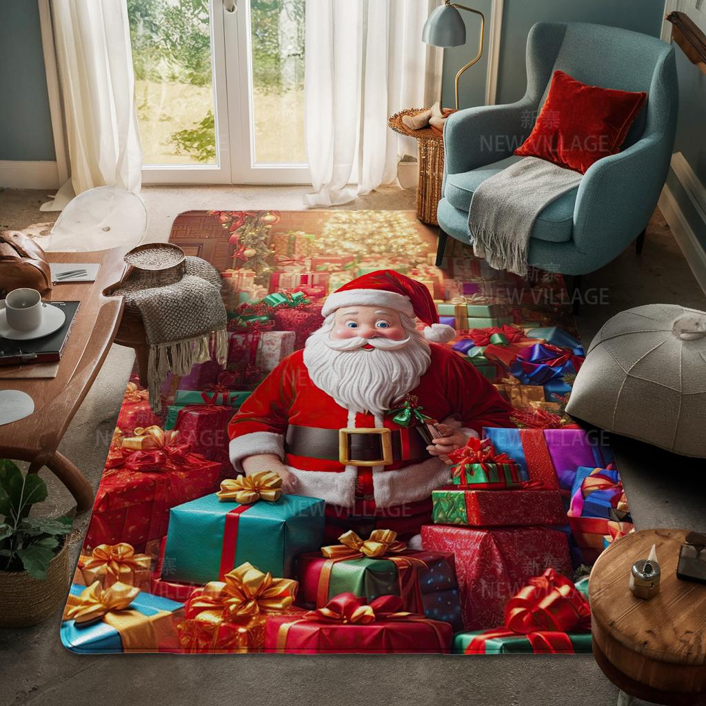 House Entrance Carpet Home Door Mat Living Room Bath Foot Bathroom Non-slip Water Absorption Rugs Bath Merry Christmas Winter