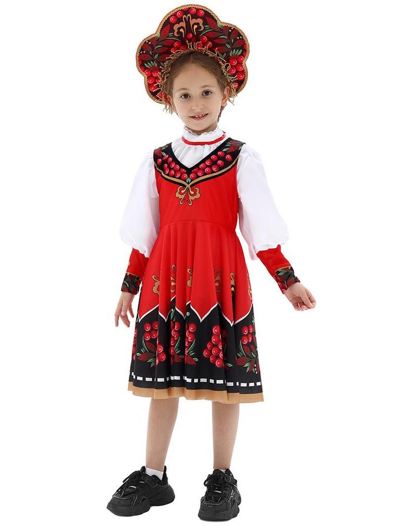 Russian Ethnic Children's Halloween Costume for Stage Performance