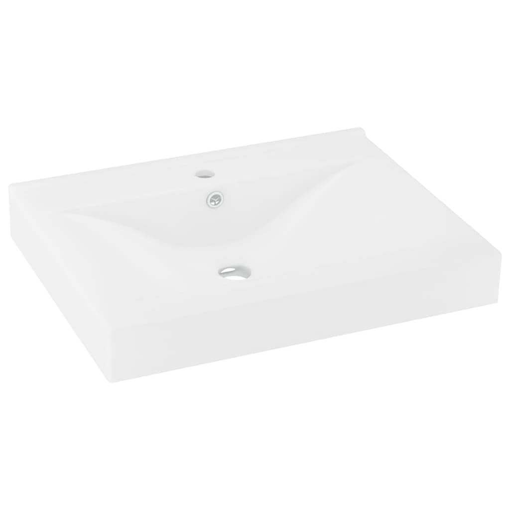 Luxury Wash Basin with Faucet Hole Matte White 60x46 Cm Ceramic
