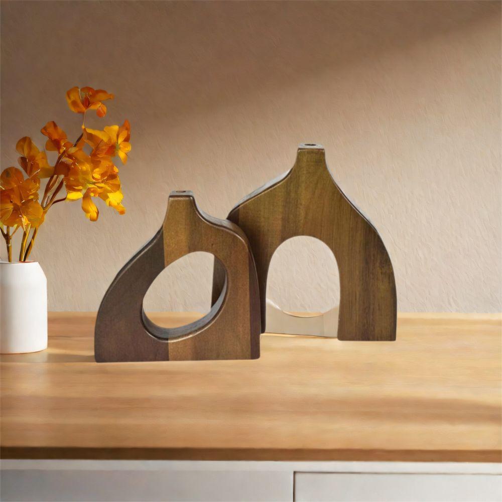 Solid Wood Wooden Vase Irregular Shape Floral Arrangement Vase Nordic Style Vase  Floral Display