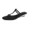 Sandals women's summer wear high-end wedge heel pointed cool slippers shoes women's French thin belt low heel sandals temperament shoes