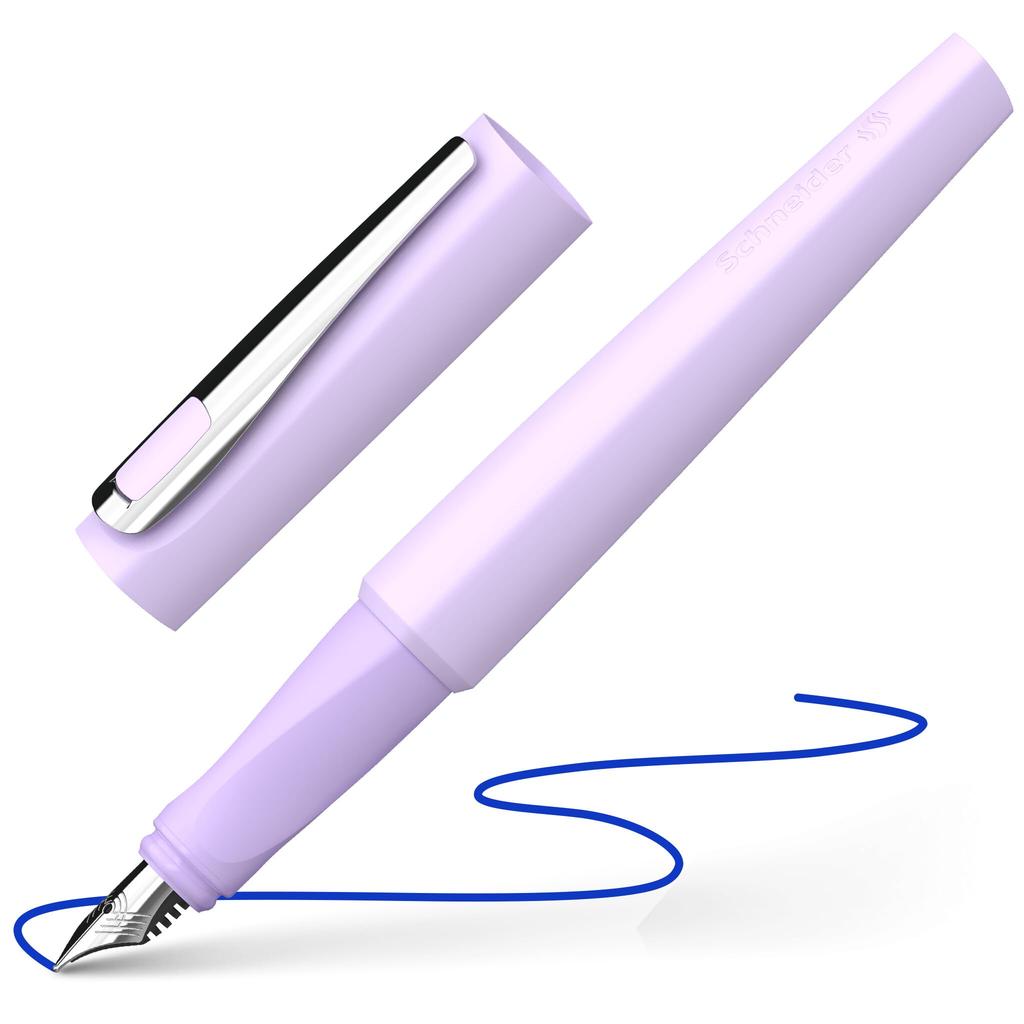 Schneider Fountain Pen TOMO M Medium Nib 1 Dual Use Cartridge/Converter (Lavender, Blue)