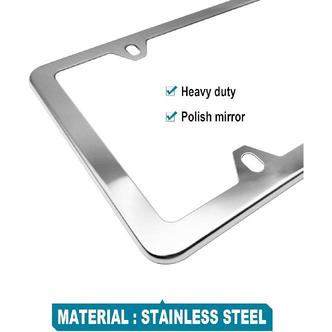Clear License Plate Frames Covers- 2 Pack Flat Car Tag Protector And Stainless Steel Chrome Holder, Road Legal Unbreakable Acrylic Protective Shield