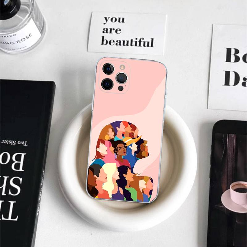 Feminist Feminism Aesthetics Girl For iPhone 17 16 15 14 13 12 Mini 11 Pro Max Transparent Case