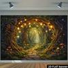 2D Magical Forest Path Backdrop Enchanted Tree Tunnel with Lights Photography Background