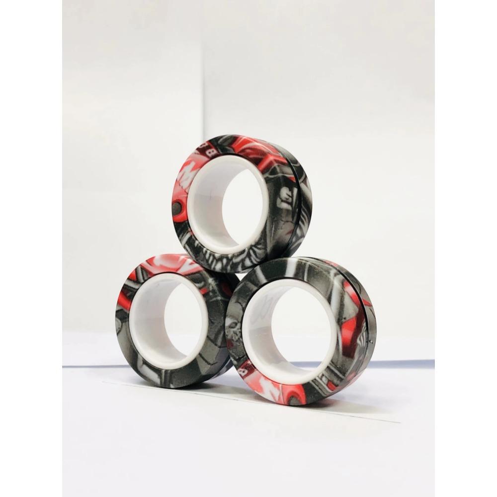 3pcs Finger Magnetic Rings Colorful Fidget Toy Set Adult Magnets Spinner Rings for Relieve Stress Anxiety Relief Therapy