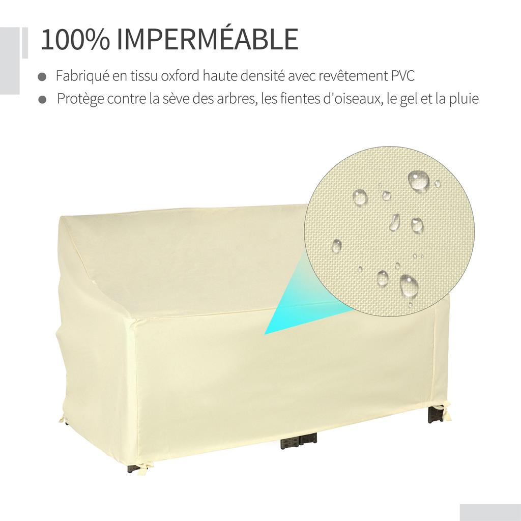 600D Oxford Cloth Furniture Cover, 2 Seater Sofa Protector for Garden Patio, Outdoor, Waterproof, Beige, 140L X 84W X 56/94H Cm