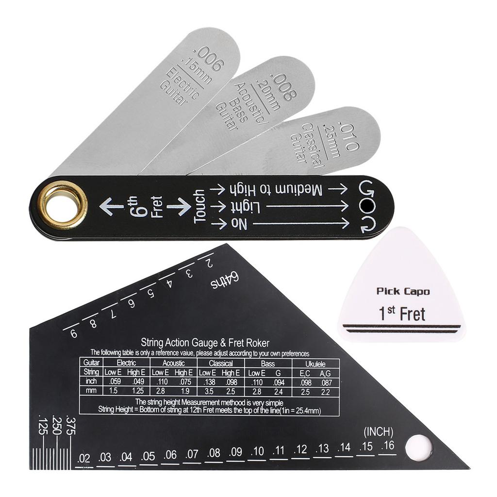 Guitar Measurement Tool String Action Ruler and Neck Relief Gauge Pick for Acoustic Electric Bass Guitar Setup