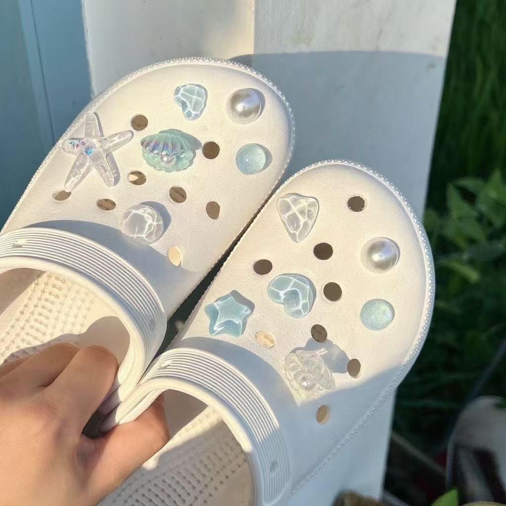 Translucent Blue Starfish Seashell Shoe Buckle Decoration