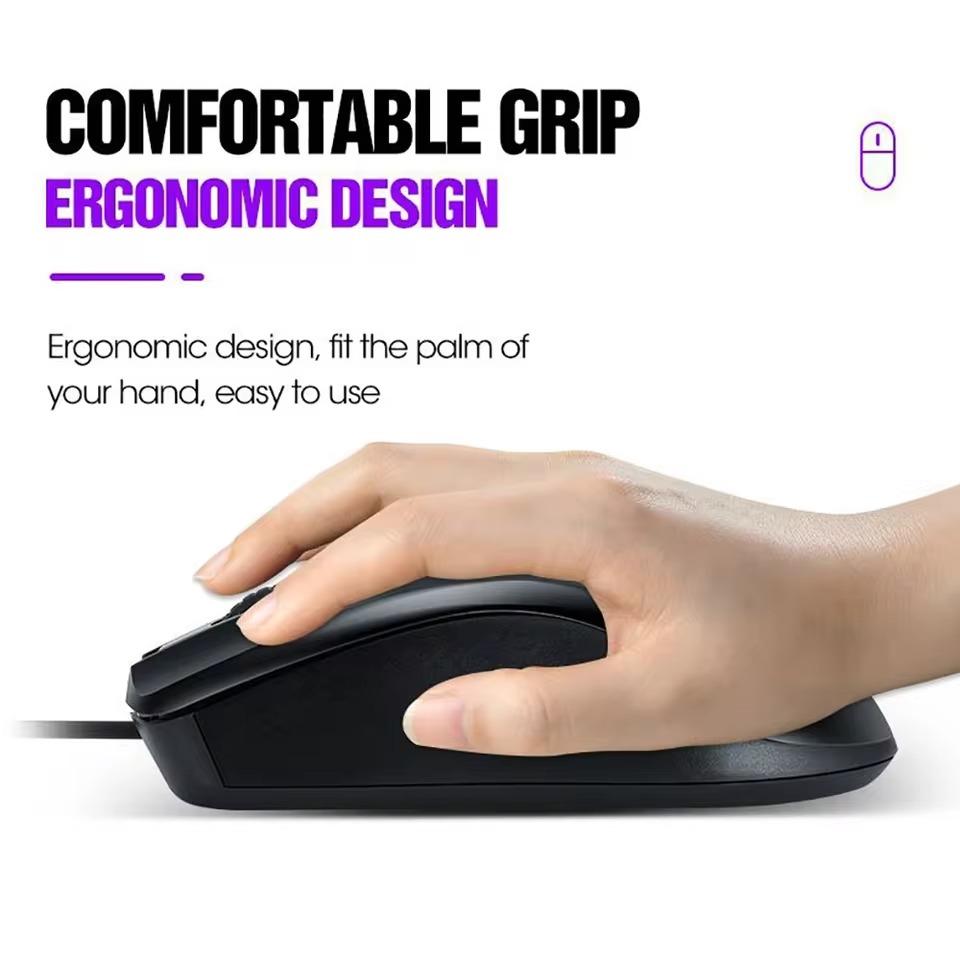 USB optická drátová myš Laptop Myš pro domácí kancelář Protiskluzový váleček 3D 1000DPI Herní myš Počítačové příslušenství Pro stolní PC