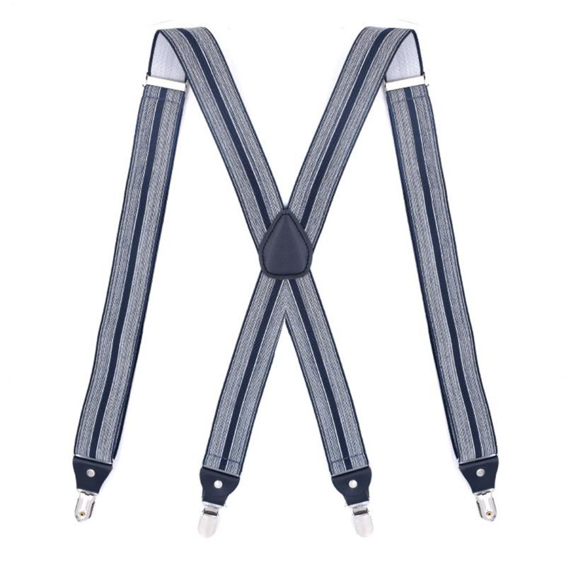 Wide Men Suspenders High Elastic Adjustable 4 Strong Clips Suspender Heavy Duty X Back Trousers Braces