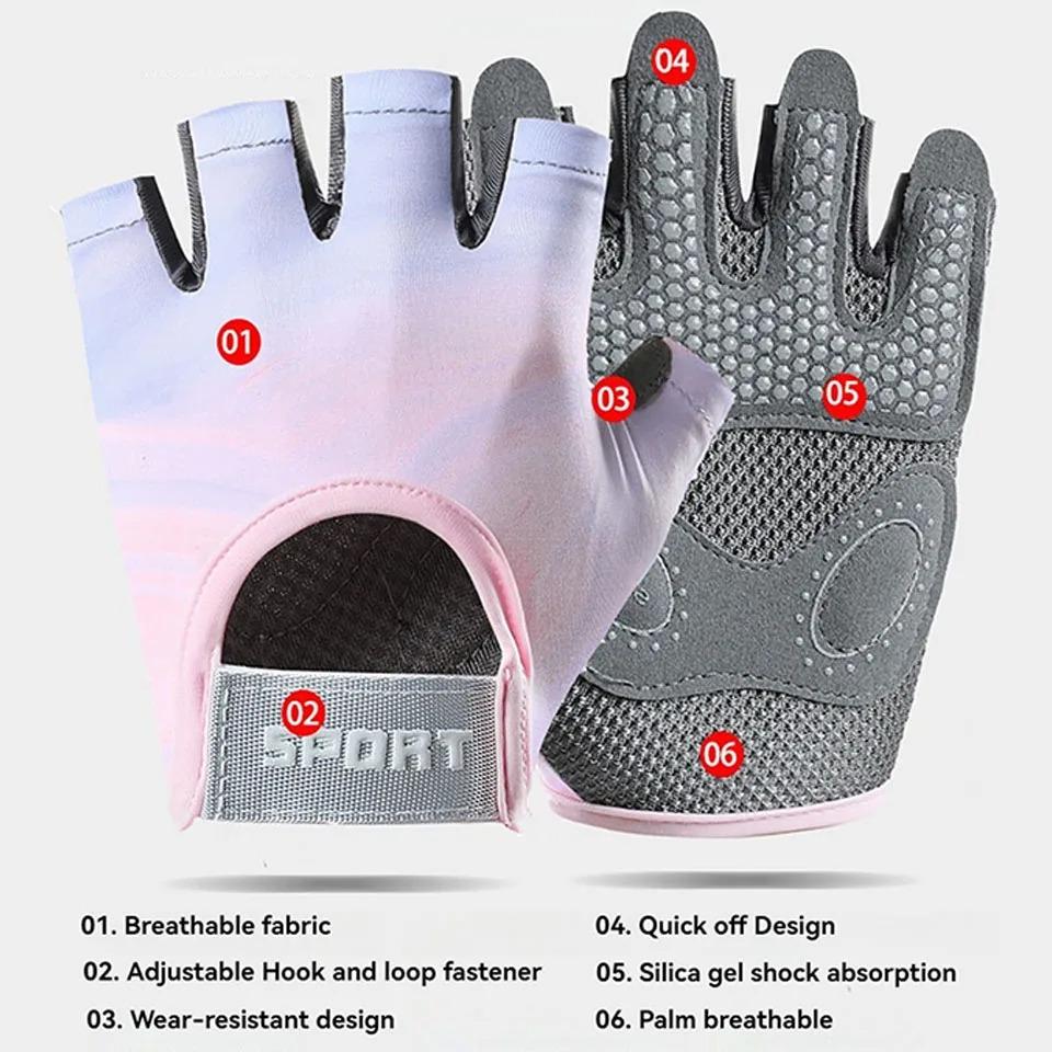 Weightlifting Gloves Fitness Gym Equipment Exercise Gloves Half-finger Yoga Spinning Bike Breathable Anti-slip For Women