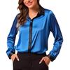 Women Shirt Lapel Long Sleeve Satin Texture Breathable Shirt Patchwork Color Loose Fit Office Casual Tops