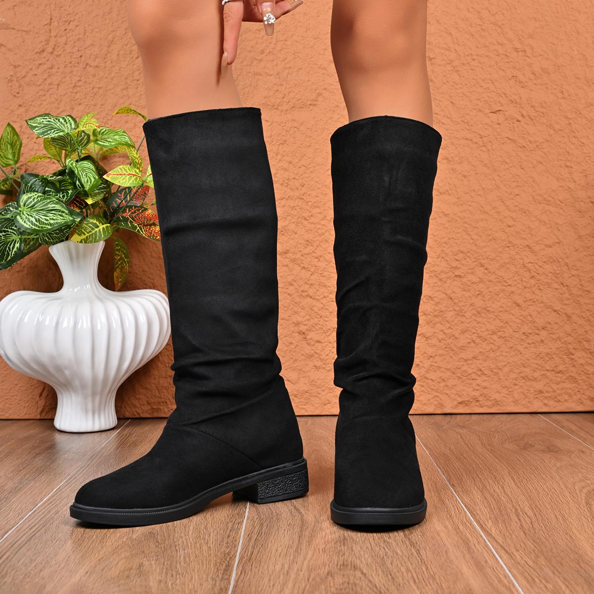 Women Plus Size Velvet Western Boots