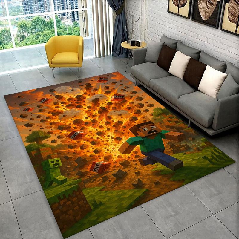 

Classic S-Sandbox Cartoon Pixel Bulding Game Carpet Rug for Playroom Bedroom Living Room Sofa Home Decor,kid Area Rug Non-slip 40x60cm
