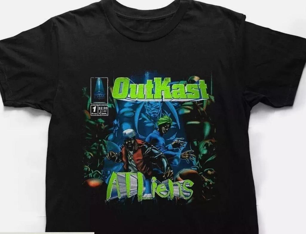 T-shirt Nera Unisex Outkast Atliens Taglia S-4XL