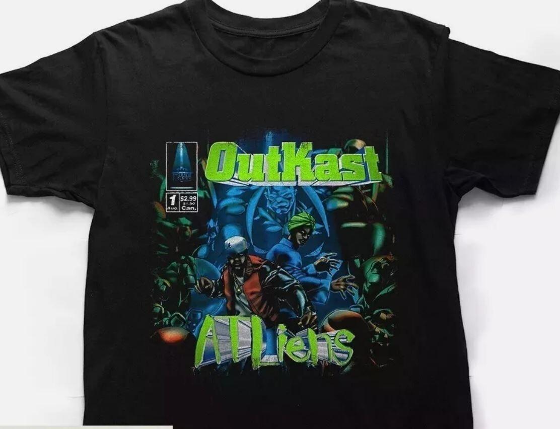 Унисекс черная футболка Outkast Atliens Размеры S-4XL S