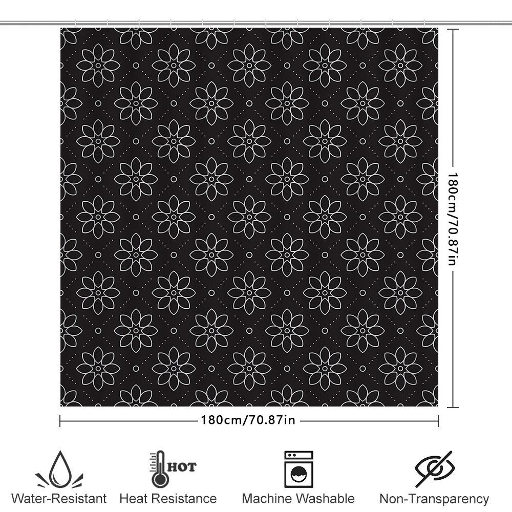 Fashionable Black And White Floral Shower Curtain Waterproof Bathroom Decor Window Drapes Home Textile Custom Printed Pattern De