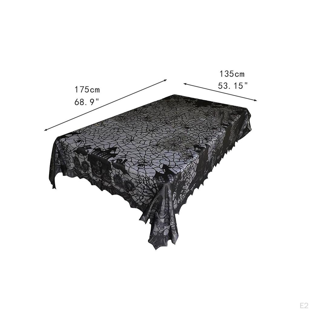 Black Lace Halloween Table Cloth Decoration Cover, Spiderweb Tablecloth for Holiday