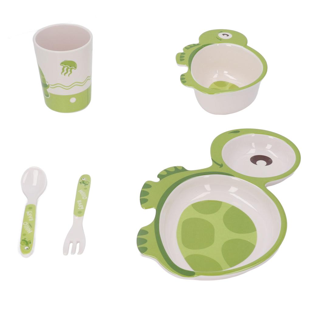 5pcs Baby Plates Set Divided Heat Resistant Lightweight Carton Exquisite Toddler Bowl Dining Set