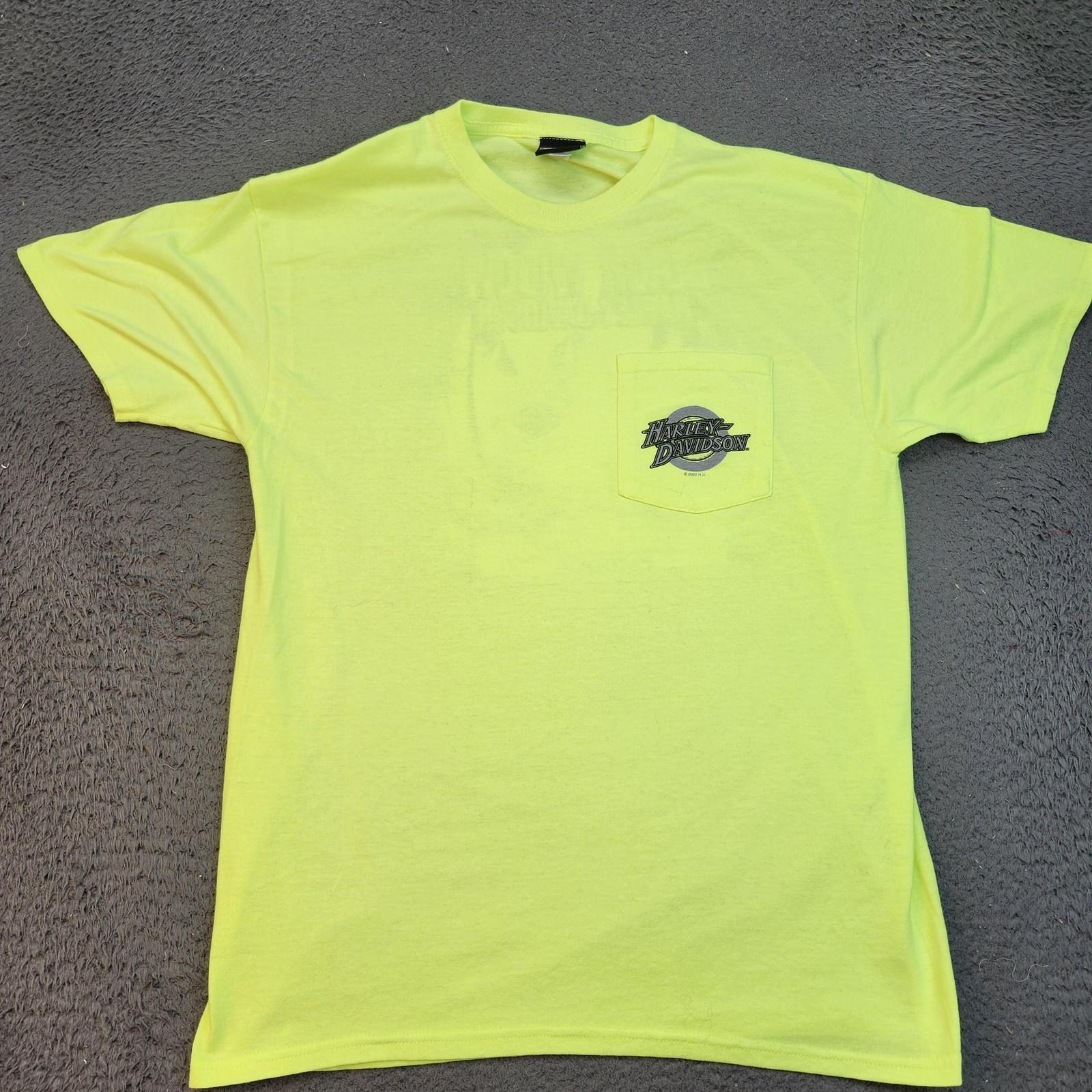 Harley-Davidson Shirt Mens Large Neon Yellow Pocket Black Widow Dealer Florida Unisex T-Shirt XXXL