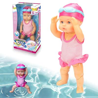 Swimming Doll with Movable Joint Battery Powered Kids Bathroom Bath Toy Automatic Swimming Cute Little Doll for Baby Bath Spa Tu