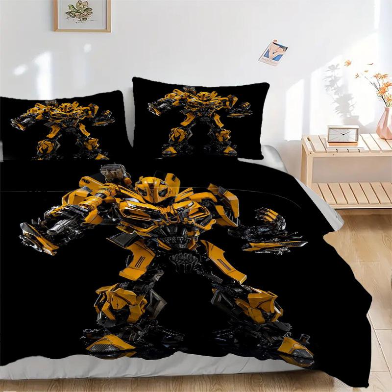 Transformers Bumblebee Action Figure Print 3Pcs Bedding Setduvet Cover With 2 Bedropillowcase Home Birthday Gift