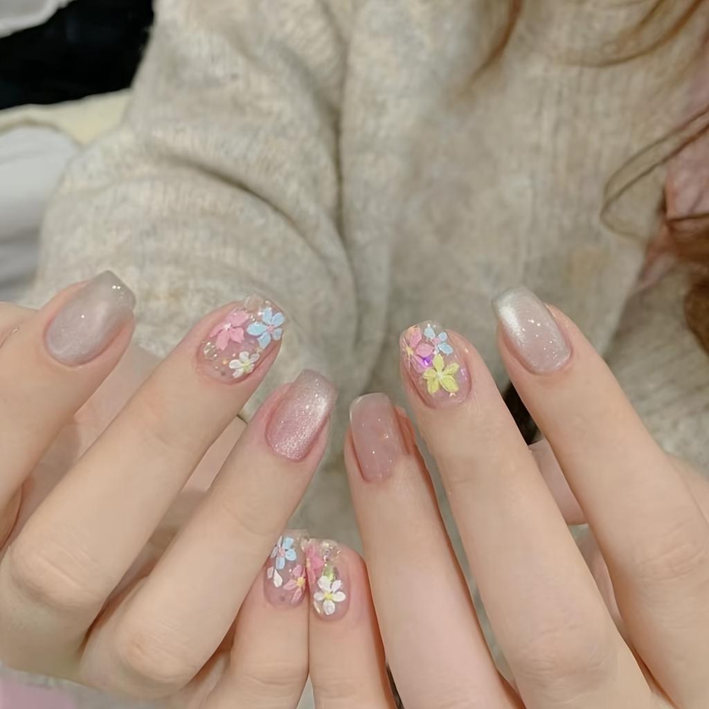 Spring Blossom 5D Embossed Daisy & Cherry Blossom Nail Art Stickers Self-Adhesive Floral Decals for DIY Manicure Flower Nail Stickers