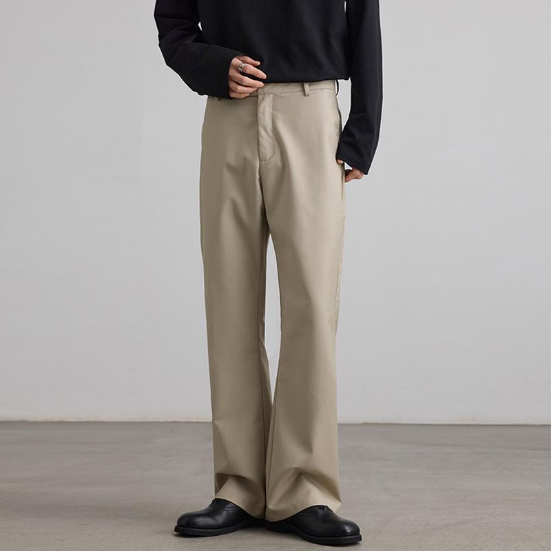 

LKTM Американские брюки кэжуал класса люкс микро-клеш - Мужские и женские модные приталенные драпированные костюмные брюки L [120-135 lbs] бежевый