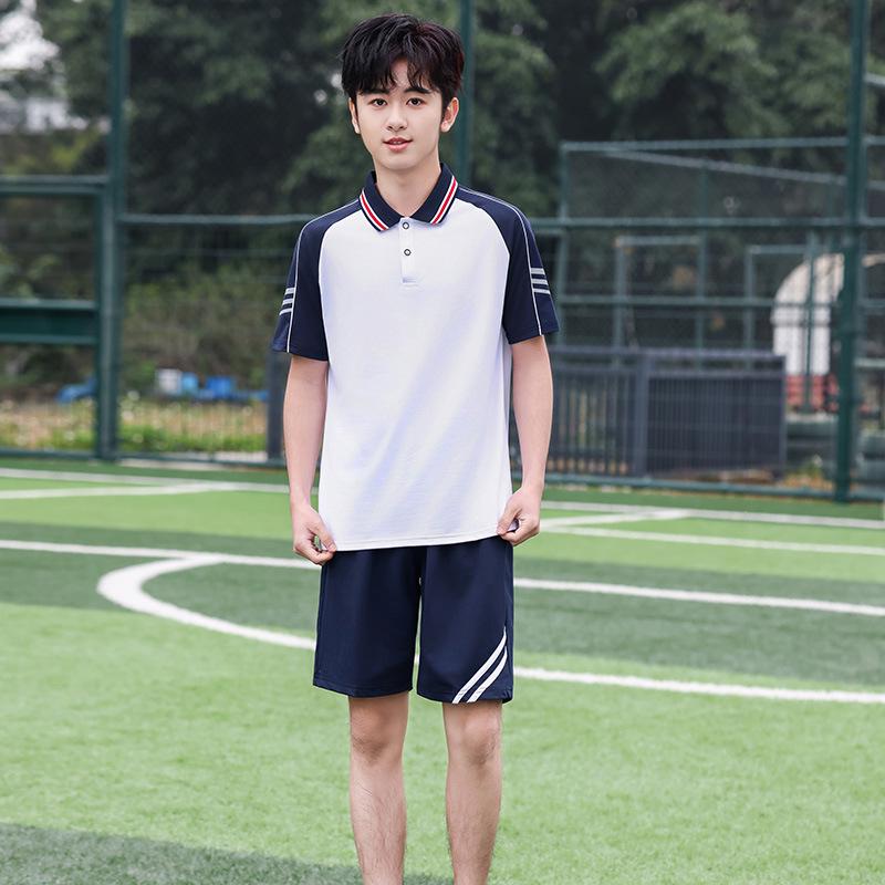 Summer Short-Sleeved Sports School Uniform Set for Students